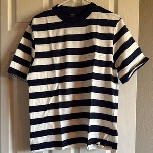 Lands' End Navy and White Striped Women’s Short Sleeve Tee.